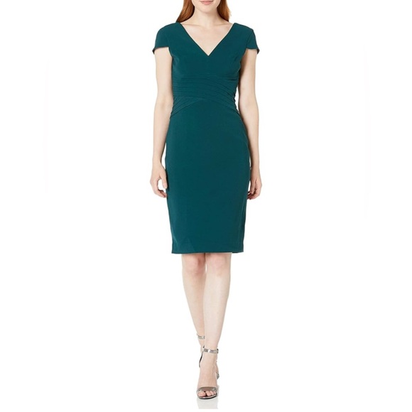 Dress The Population Dolores Cap Sleeve Stretch Dress in Hunter Green Size Small - Picture 1 of 16